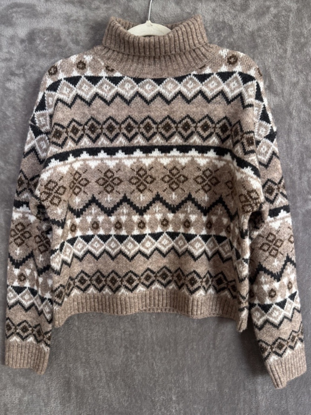 Forever 21 Women’s Fair Isle Turtleneck Sweater | Brown | Size M | NWT